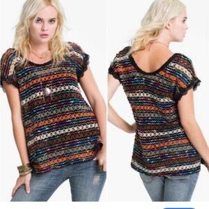Free People womans New Romantics boho Multicolor Striped Women's Top size M